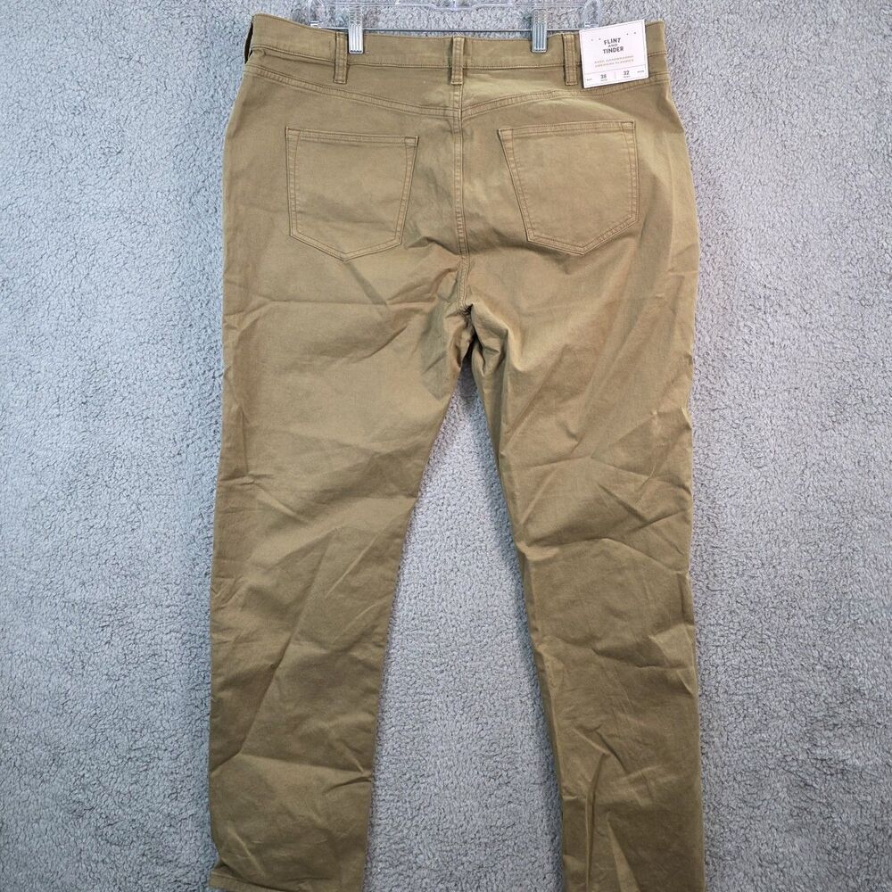 Flint and Tinder 365 Straight Fit Khaki Performance Stretch Jean Pants 38x32 NEW - Picture 8 of 12
